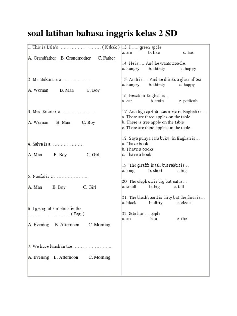 Soal Latihan Bahasa Inggris Kelas 2 Asian Cuisine Food