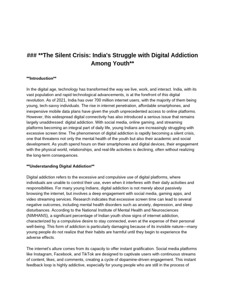 The Silent Crisis India's Struggle With Digital Addiction Among Youth