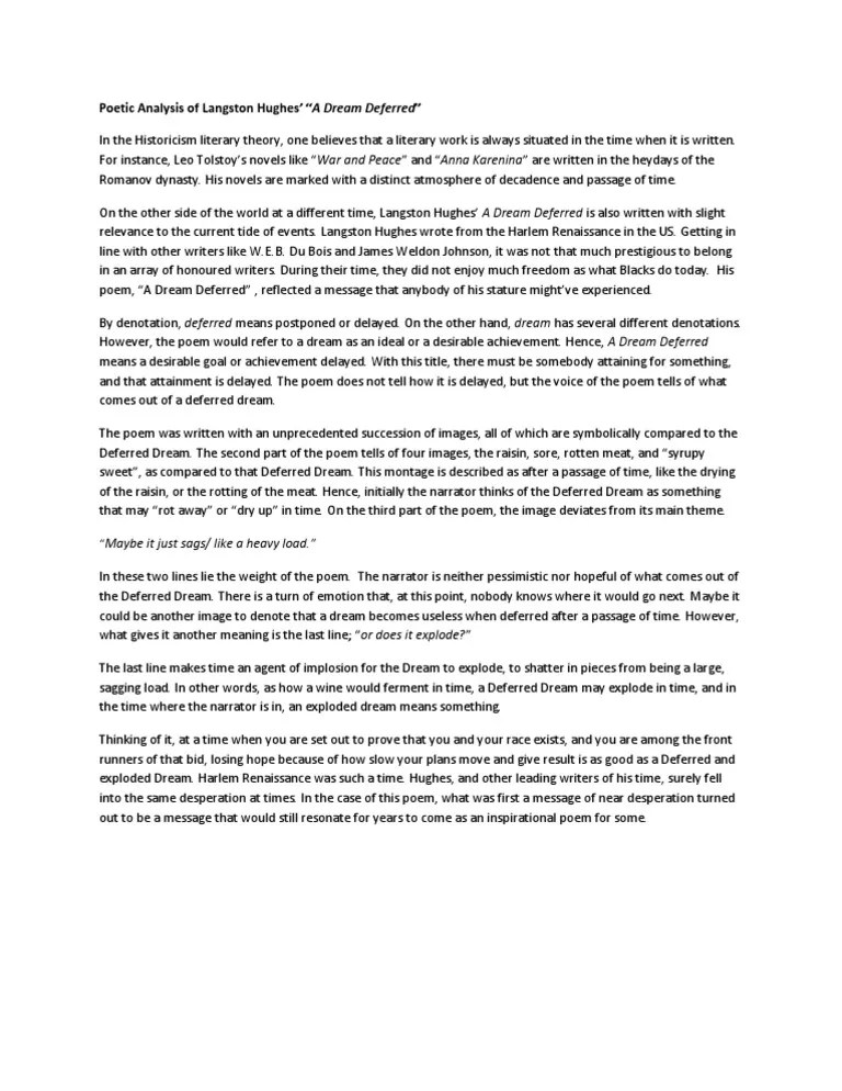 A Dream Deferred Langston Hughes Poetry Fiction & Literature