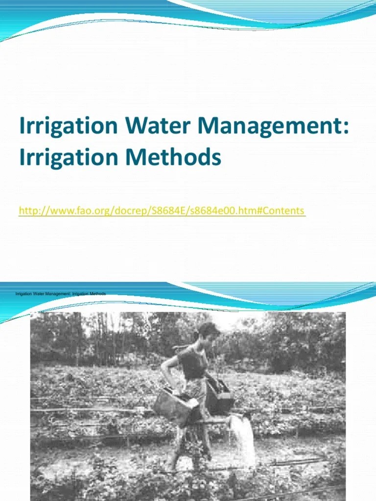 Irrigation Water Management Irrigation Methods (FAO) PDF