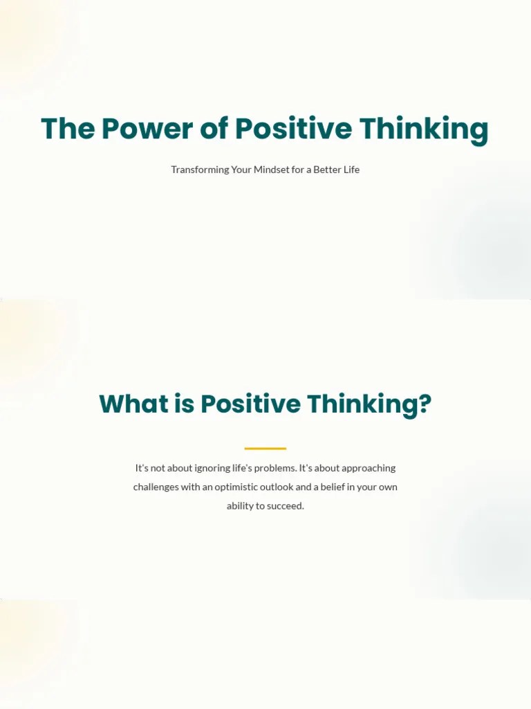 The Power Of Positive Thinking Pdf Optimism Thought
