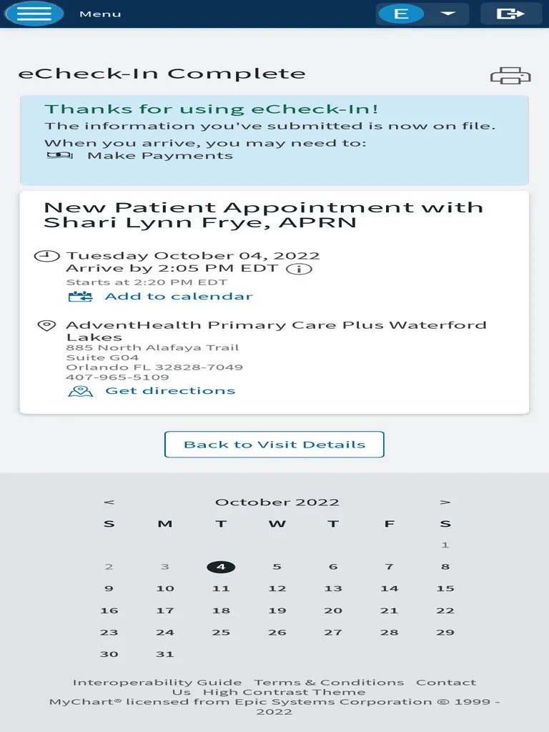 MyChart ECheckIn Complete PDF