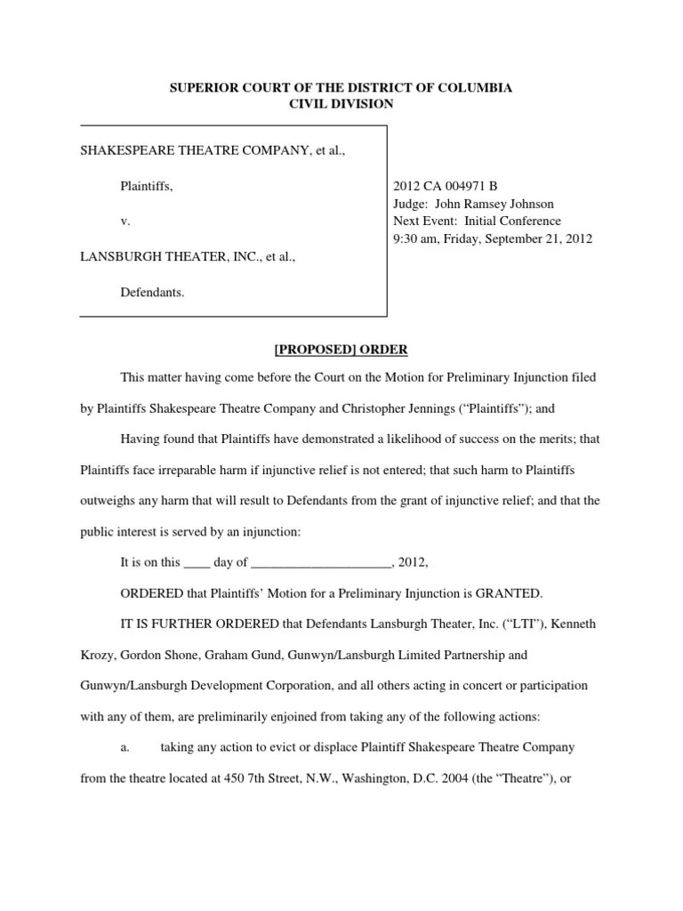 Proposed Order Injunction United States Law Free 30day Trial