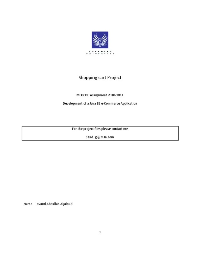 Shopping Cart Project in JAVA 2EE  Based PDF Java Server Pages