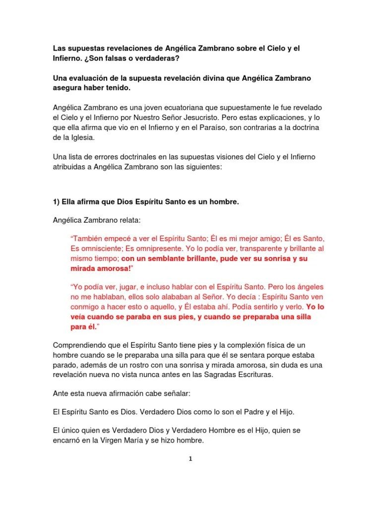 Angelica Zambrano Falsa Profeta Infierno Cristo