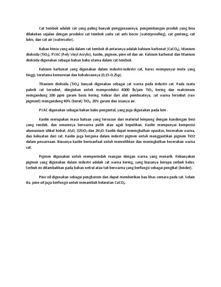 Bahan Kimia Pada Cat Tembok | PDF