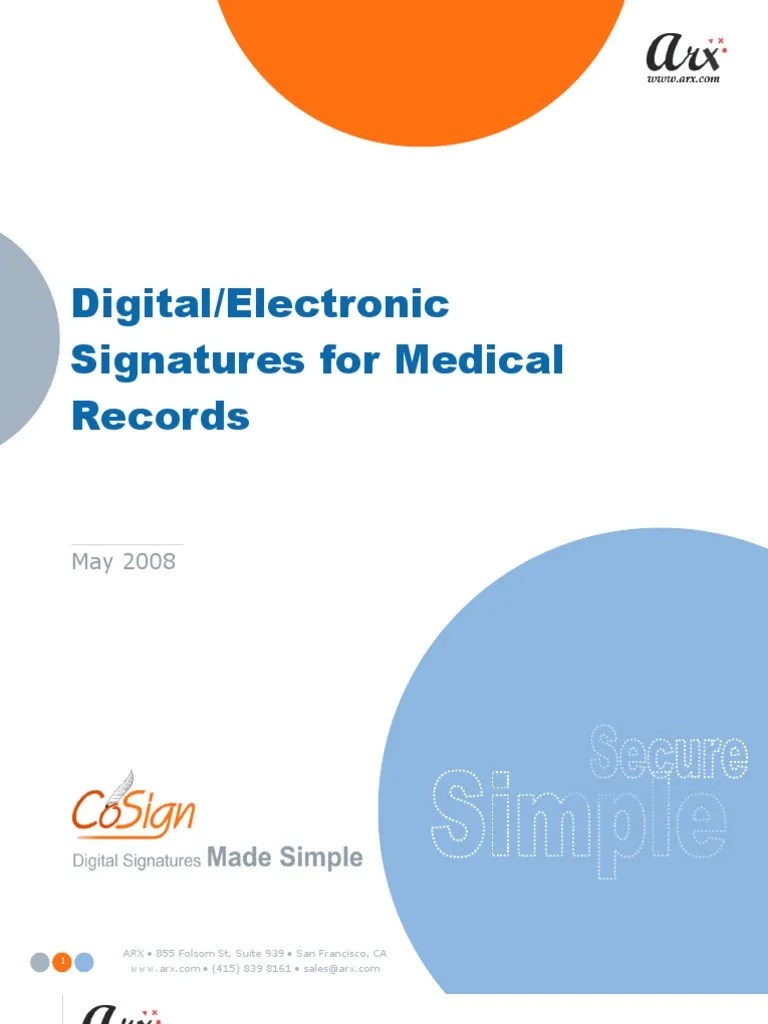Electronic Signatures Medical Records Authentication Medical Record