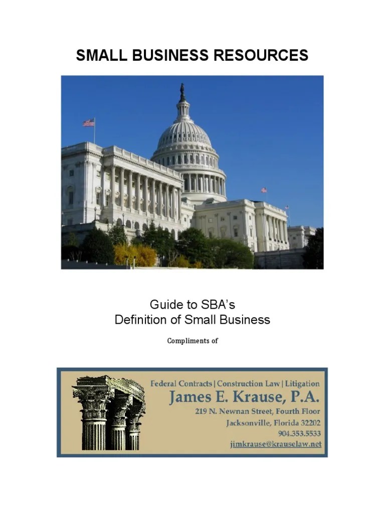 Guide to SBA's Size Standards Small Business Business
