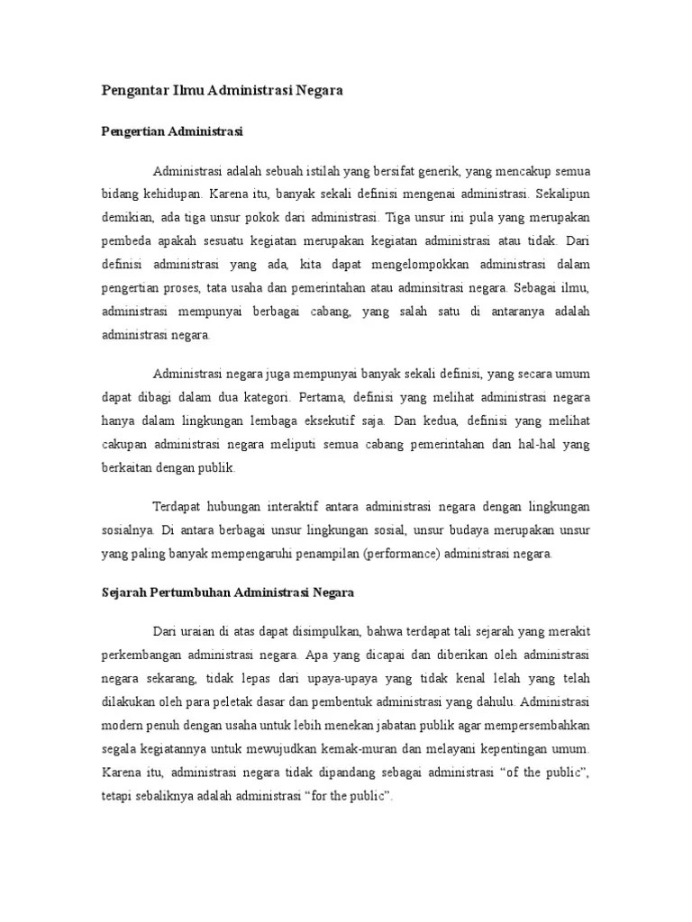 Pengantar Ilmu Administrasi Negara | PDF