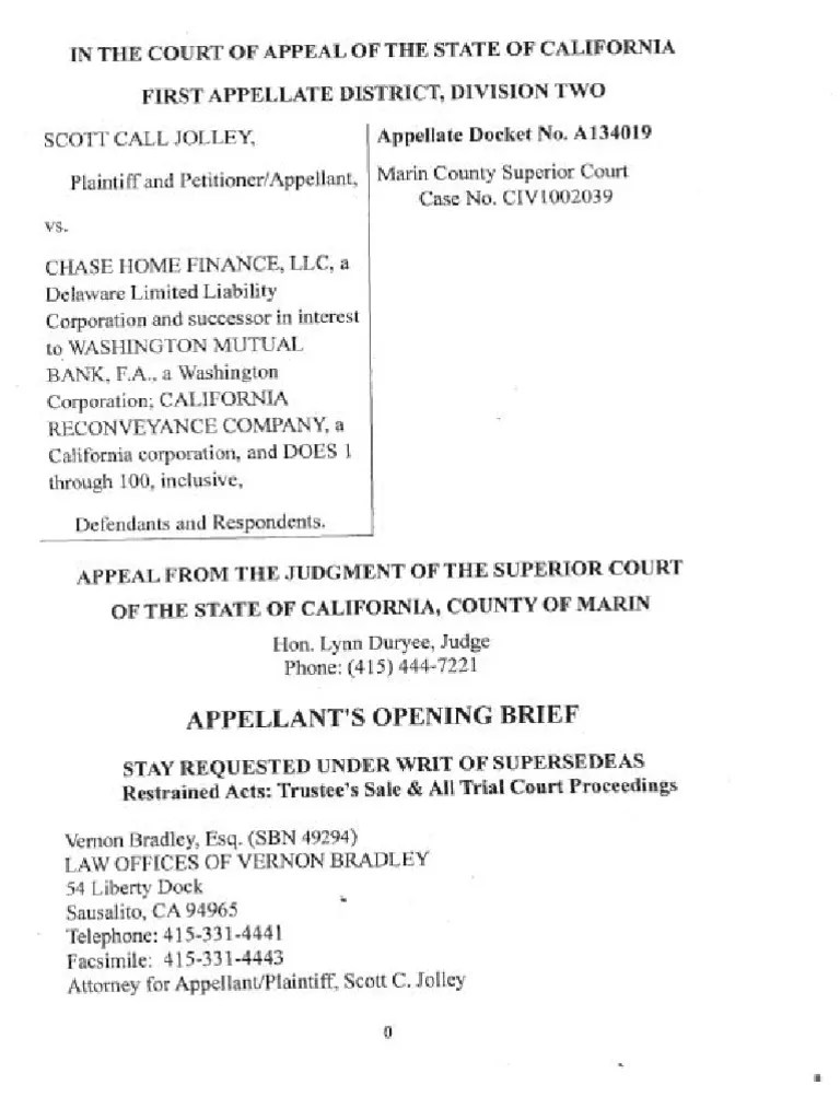 2 Case File California Jolley v. Chase Home Finance, Et Al Appellate