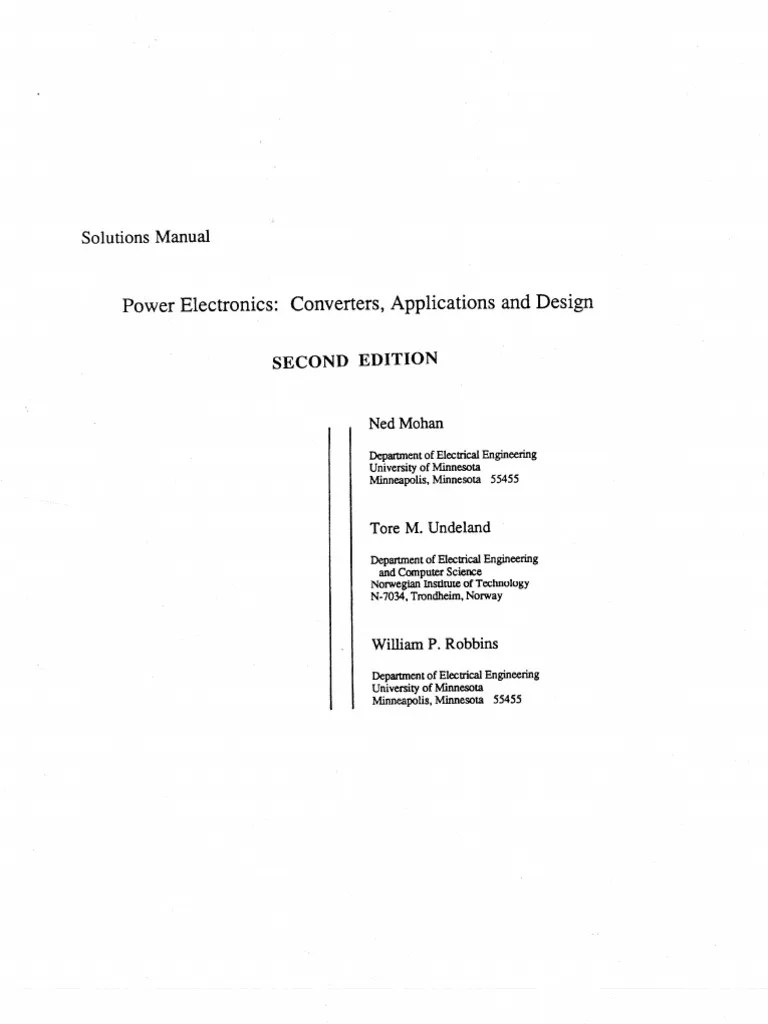 Power Electronics Mohan (Solution) PDF