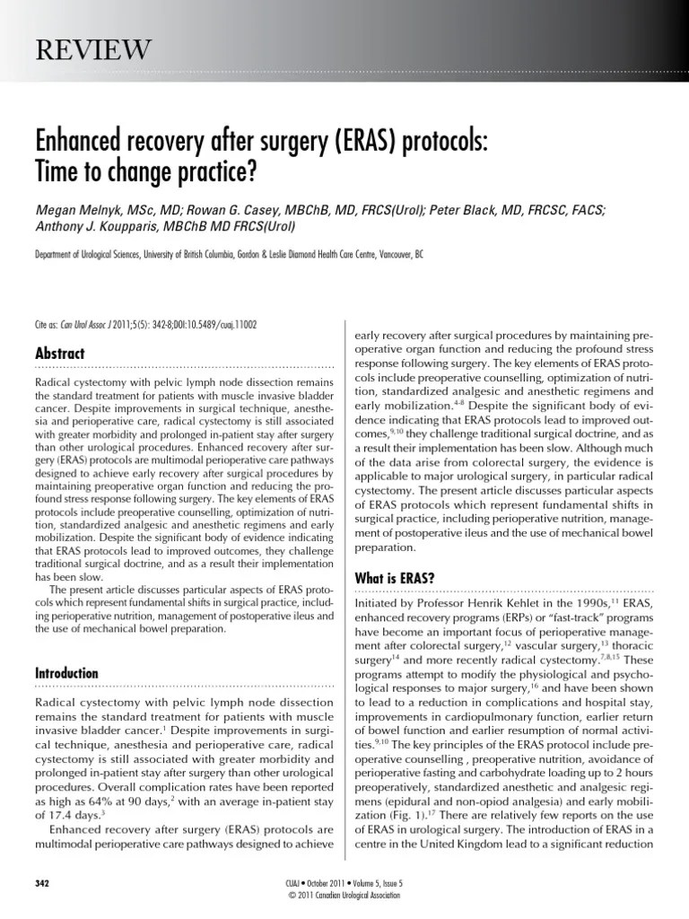 Eras Protocols PDF Anesthesia Surgery
