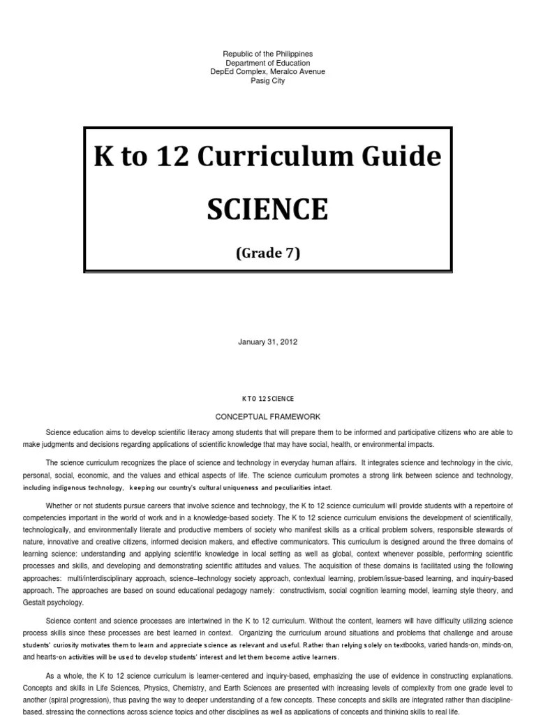 SCIENCE K to 12 Curriculum Guides Grade 7