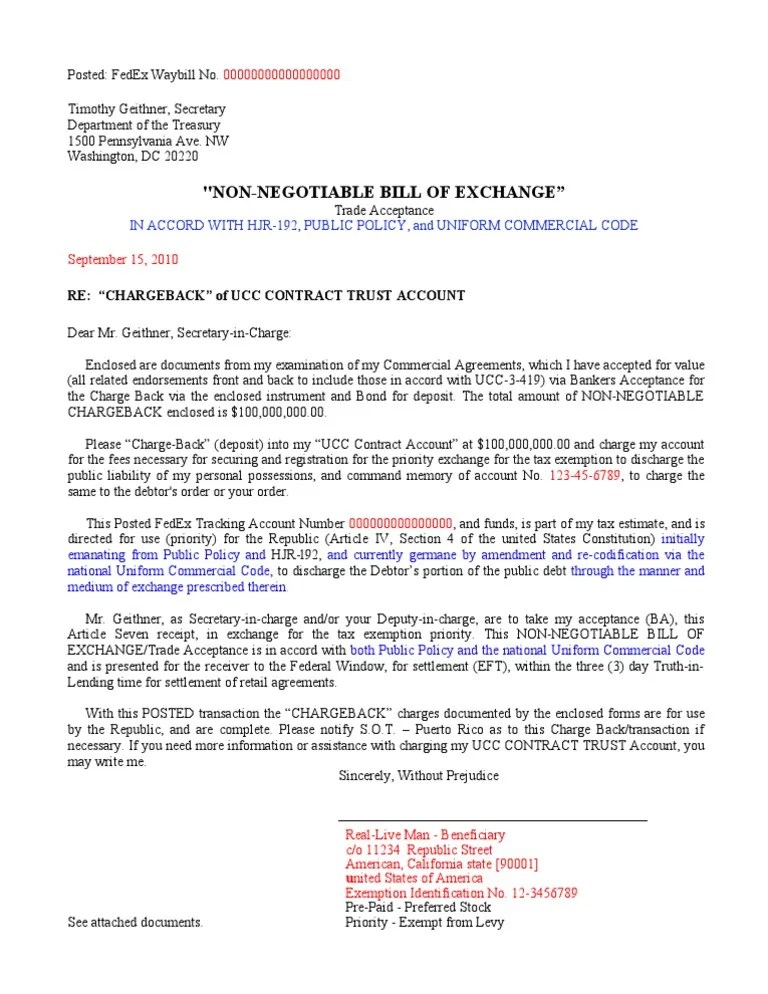 7 NEW Charge Back Letter No 2 Uniform Commercial Code Taxes