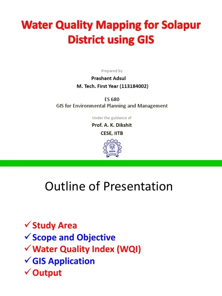 Water Quality Mapping Using Gis Water Quality Mapping for Solapur District Using GIS Arc Gis