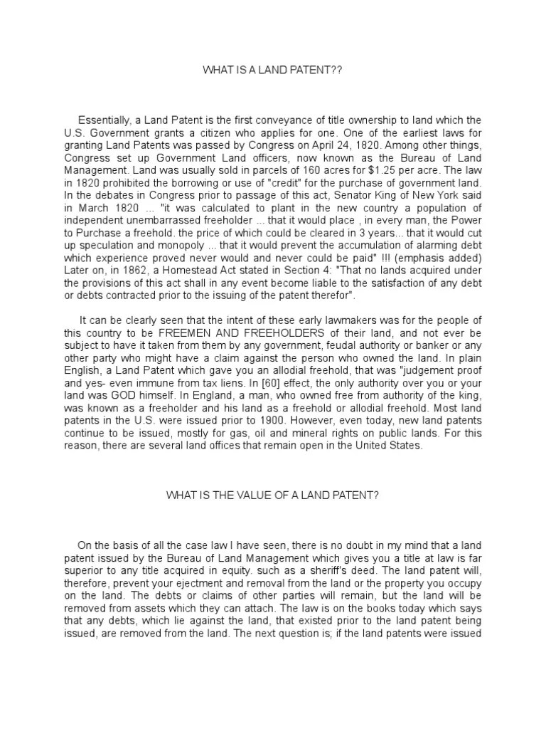 What Is A Land Patent PDF