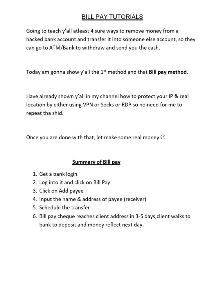 Bill Pay Tutorials 2025 PDF Payments Cheque