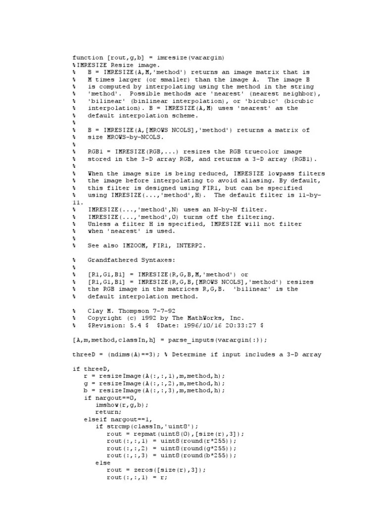 Imresize (Dot) M PDF Linear Algebra Digital Signal Processing