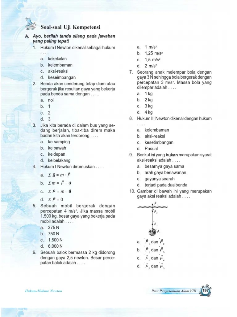 Soal Hukum Newton Smp Kelas 8 – Nasi