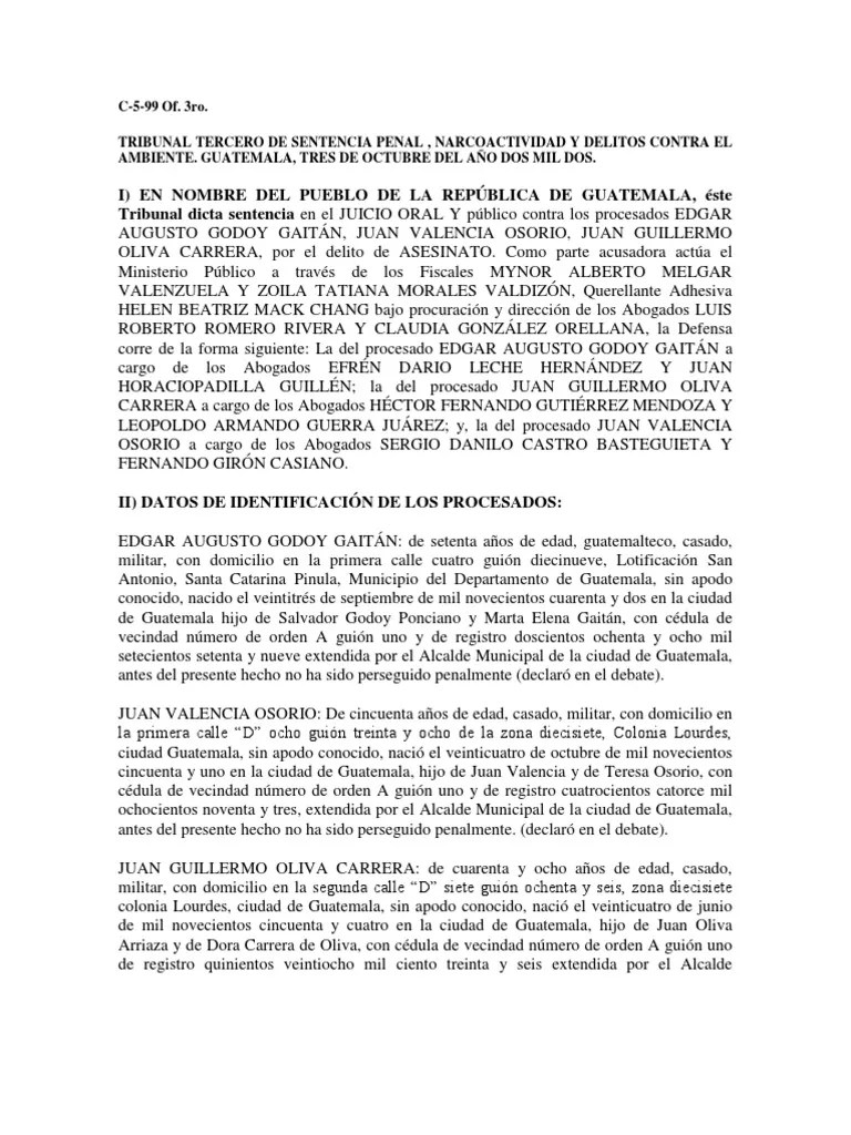 Modelo de Sentencia Penal, Militar Oficial general