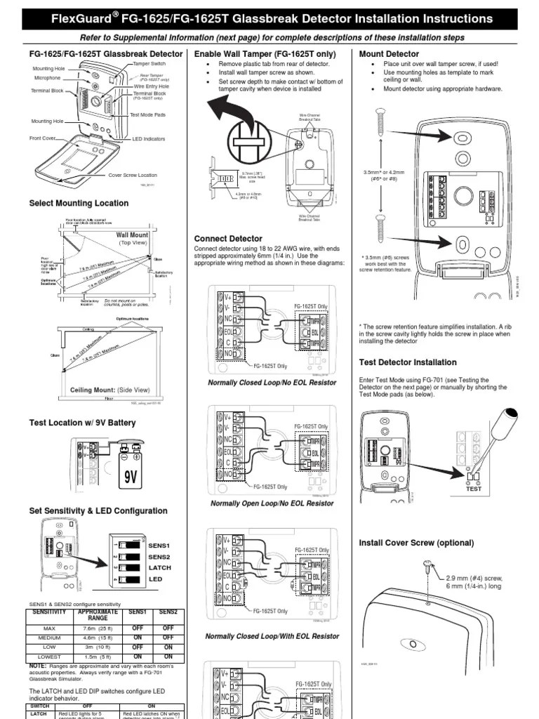 Honeywell Fg1625 Install Guide Security Alarm Light Emitting Diode
