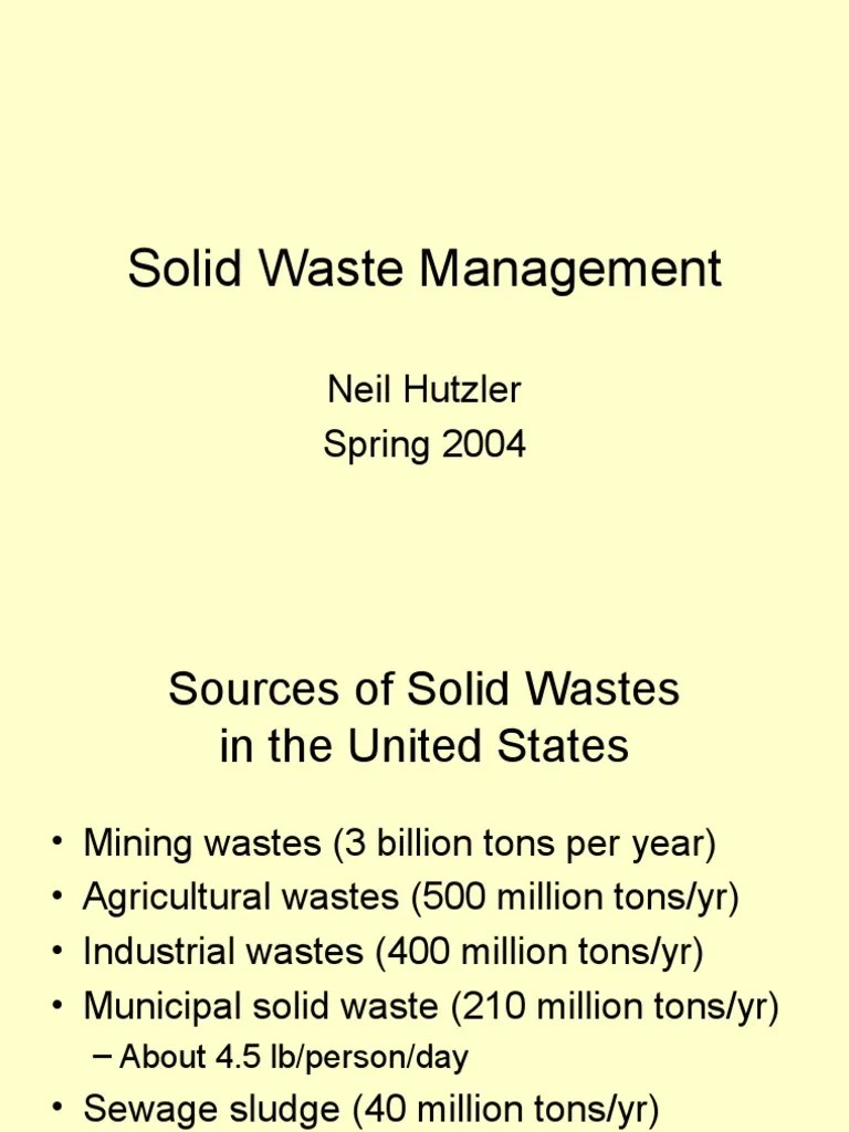 Solid Waste Management Methods PDF Municipal Solid Waste Landfill