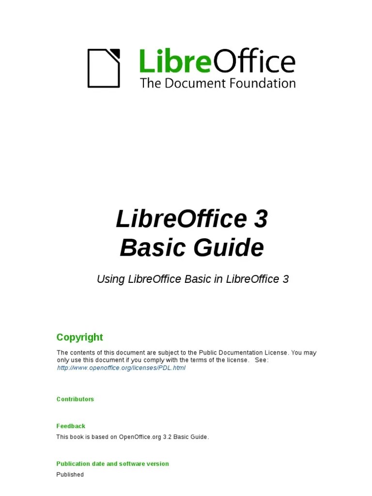 LibreOffice 3 Basic Guide Character Encoding Array Data Type