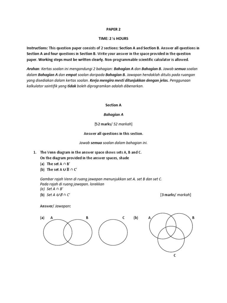 Paper 2 Math f4 Midyear 2011 PDF Line (Geometry) Logical Consequence
