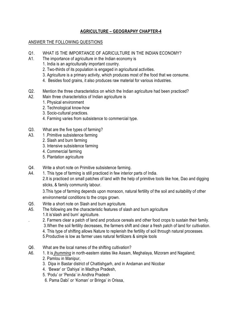 Geography Agriculture Notes Agriculture Intensive Farming