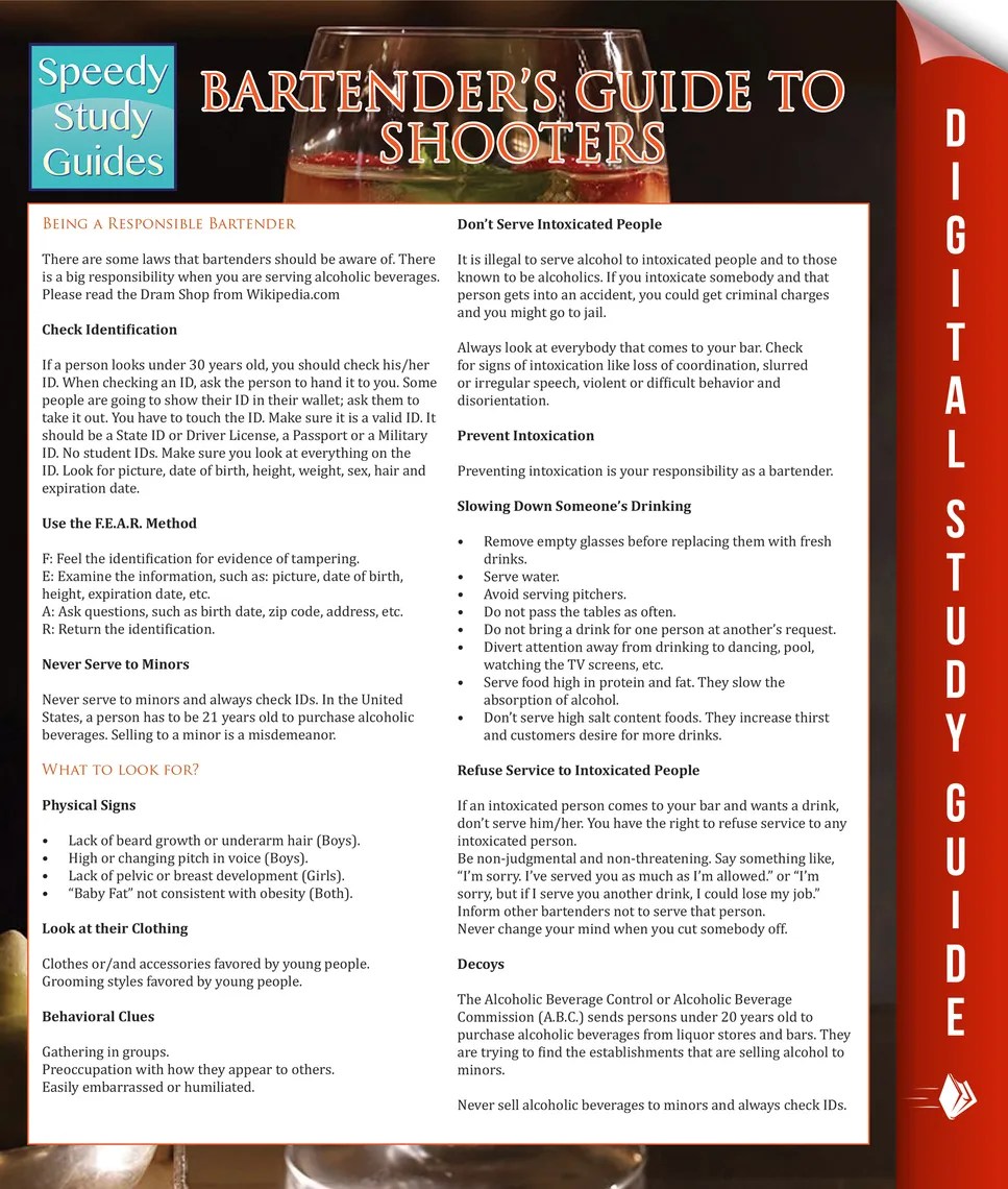 Bartender's Guide To Shooters (Speedy Study Guides) by Speedy