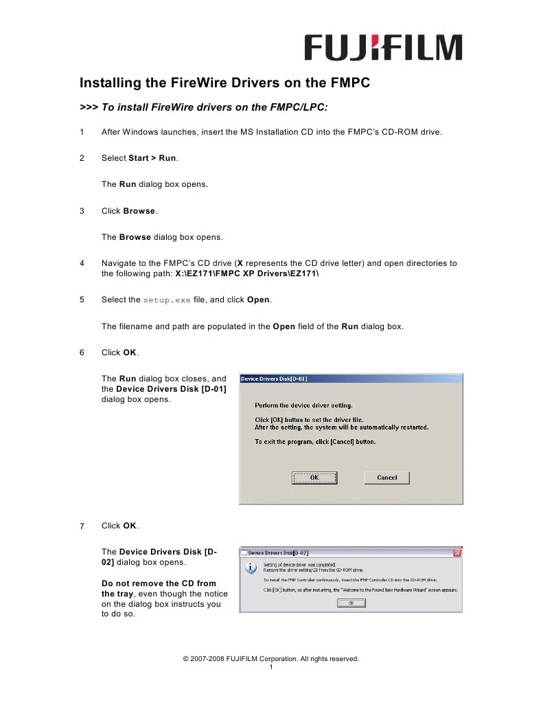 Installing The Firewire Drivers On The FMPC PDF Protocols