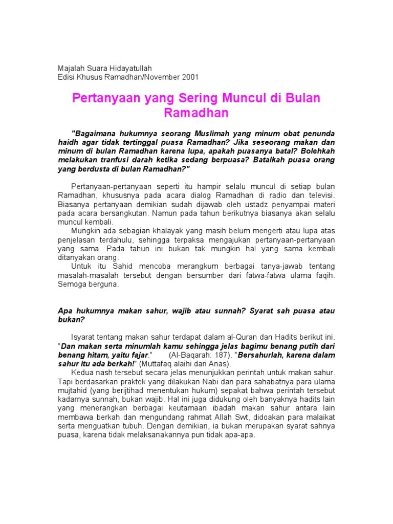 Pertanyaan Yg S Di RAMADHAN | PDF
