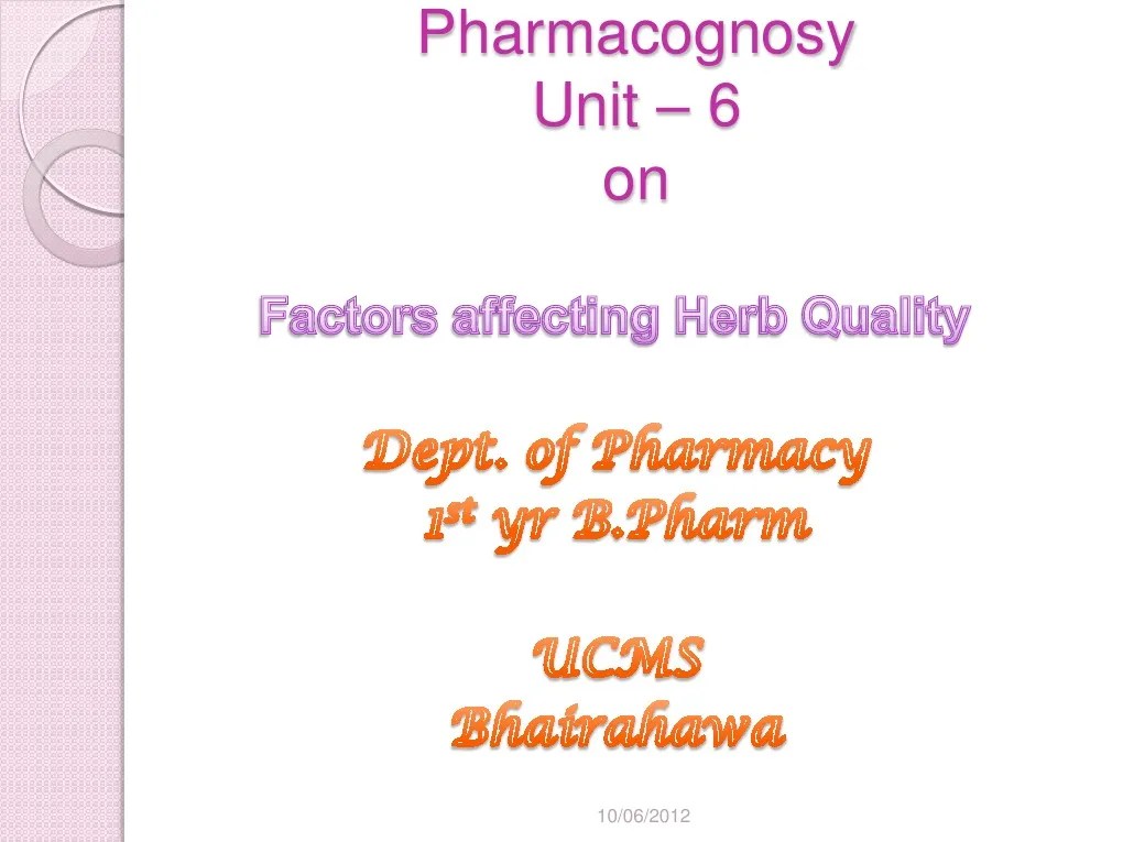 Factors in Quality of Crude Drugs PDF Herbalism Pharmacognosy