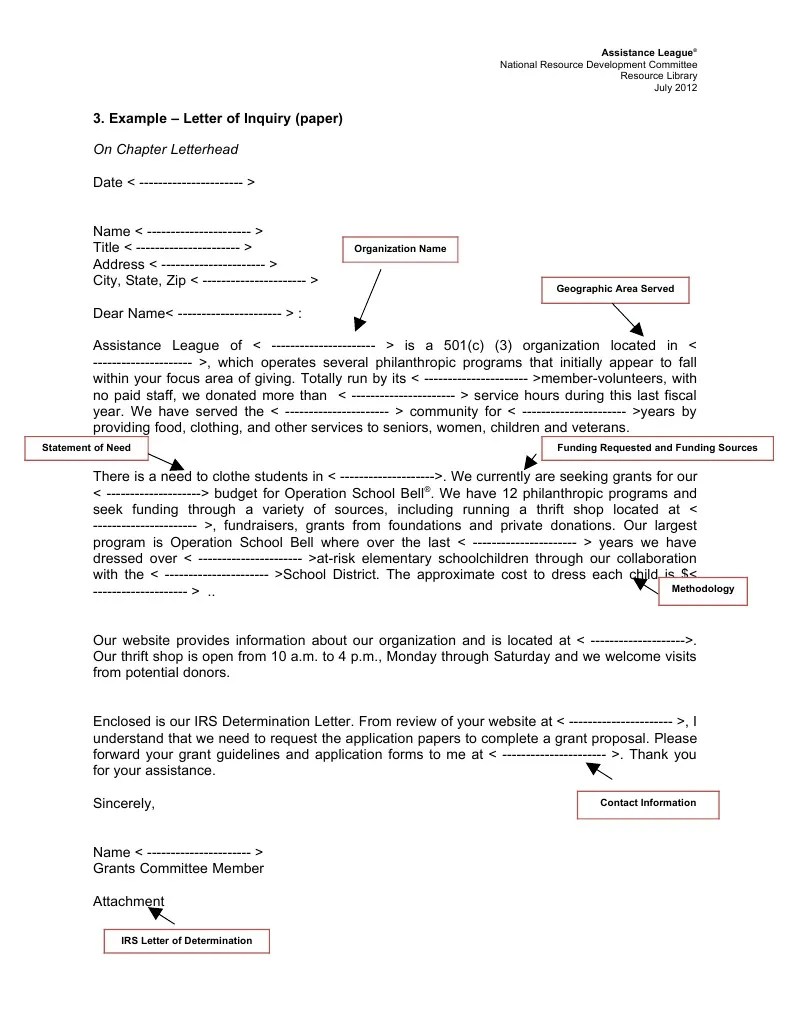 Example - Letter of Inquiry (Paper) | PDF | Grant (Money) | 501(C 