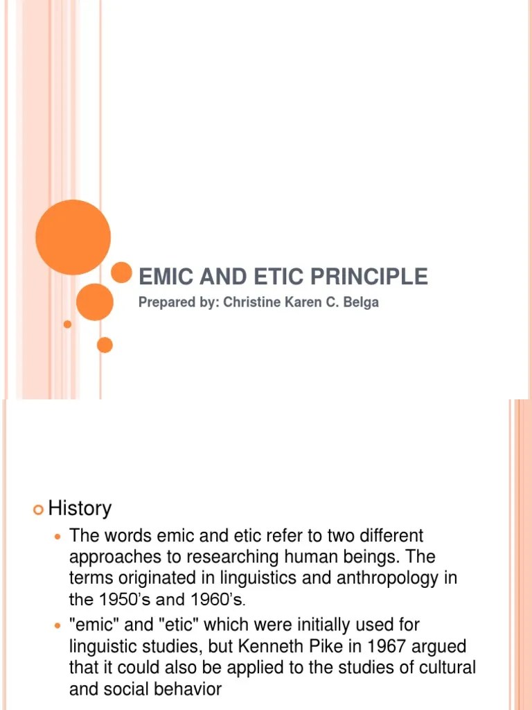 Emic and Etic Principle Anthropology Behavior