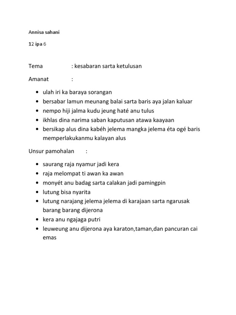 Dialog Drama Lutung Kasarung Dalam Bahasa Sunda