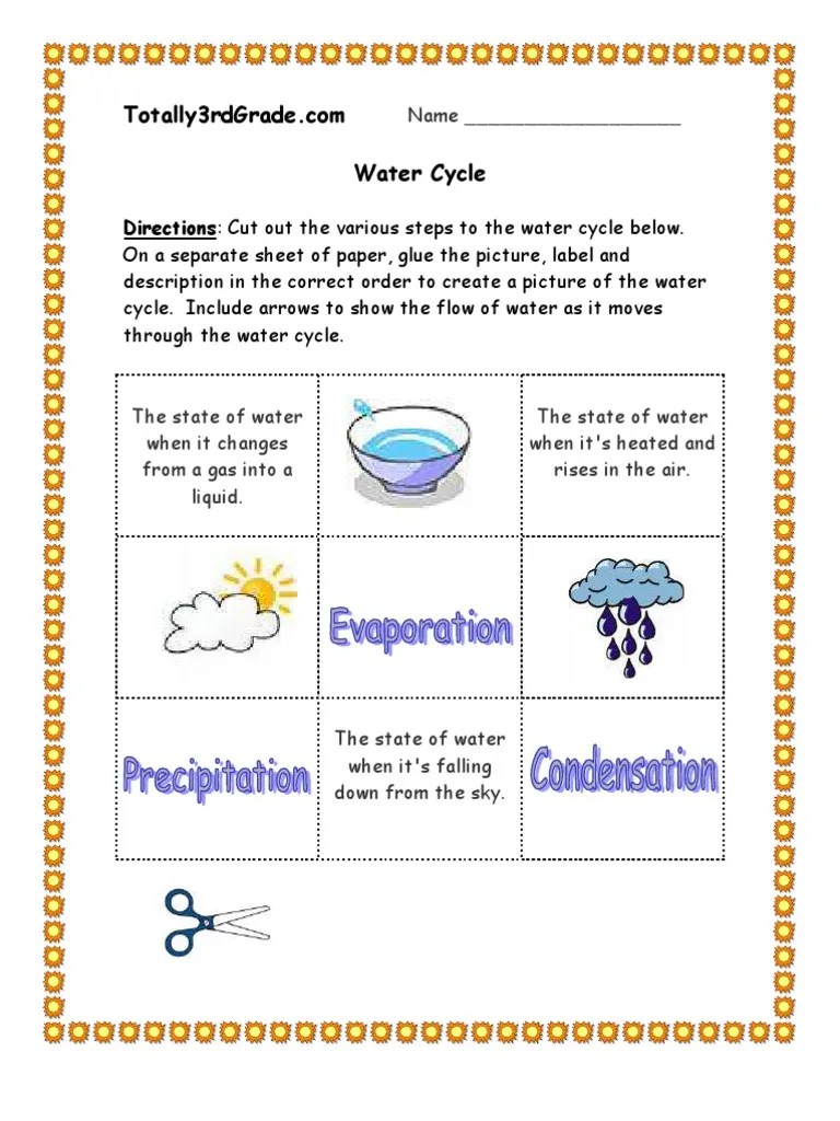 3rd Grade Water Cycle Worksheet PDF