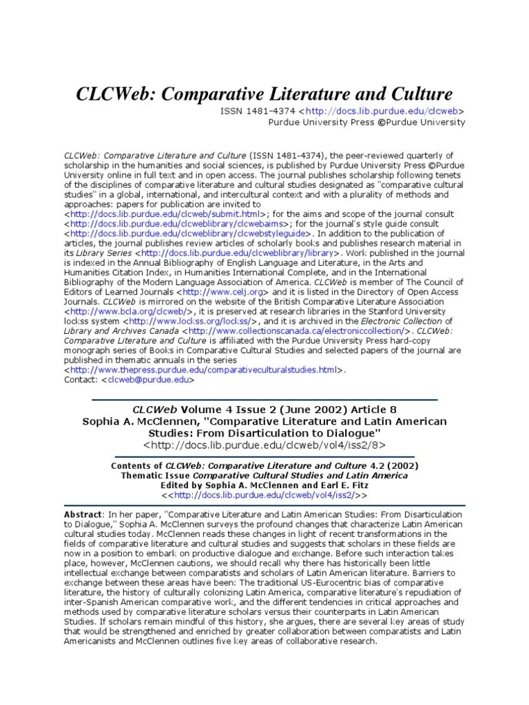 Comparative Literature and Latin American Studies From Disarticu