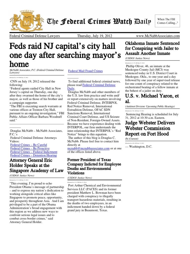 Federal Criminal Lawyer Douglas McNabb of McNabb Associates News On