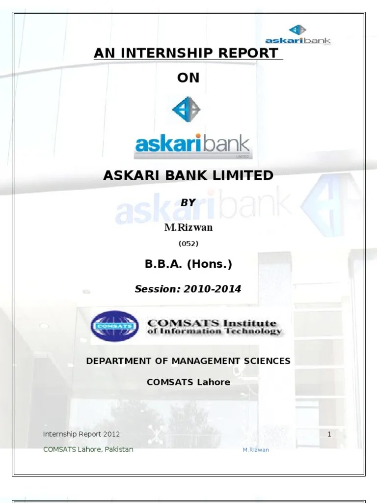 Askari Bank Internship Report PDF Cheque Banks