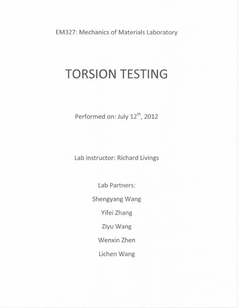 Torsion Test Report