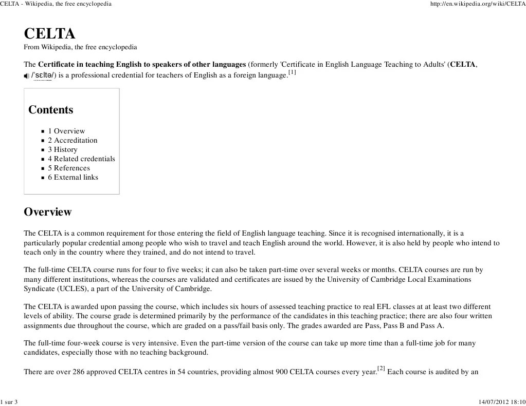 Celta Certification Locations Master of