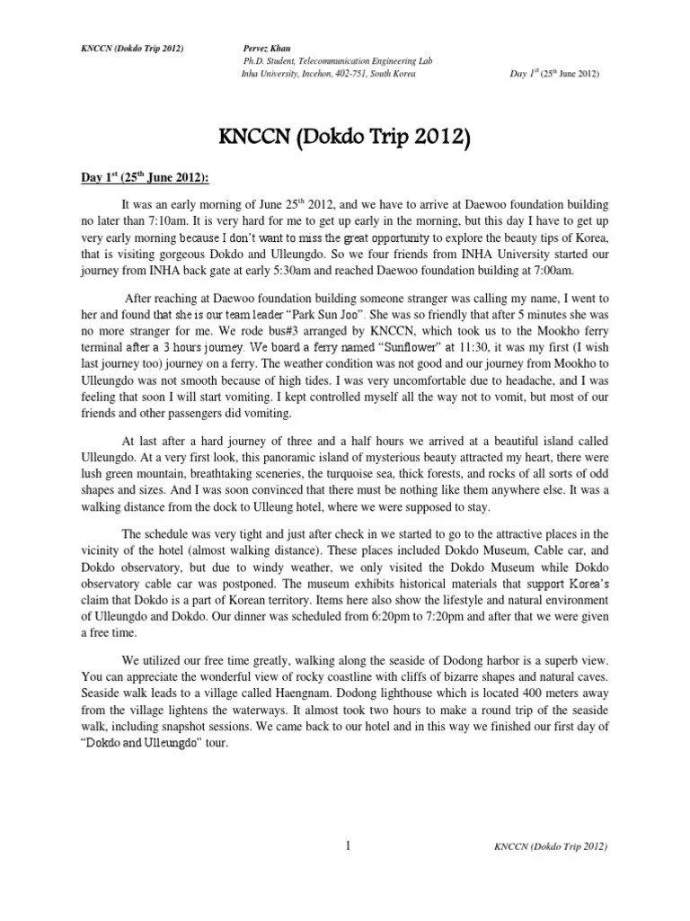 Travel Essay_Dokdo Tour 2012 South Korea International