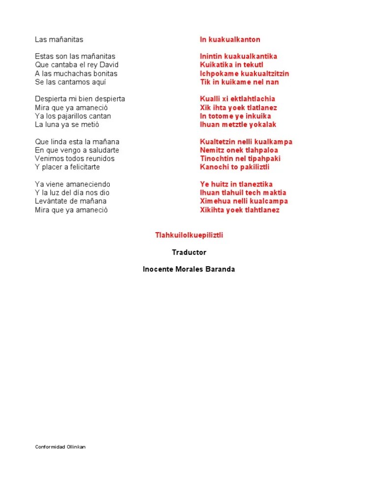 LAS MAÑANITAS NAHUATL