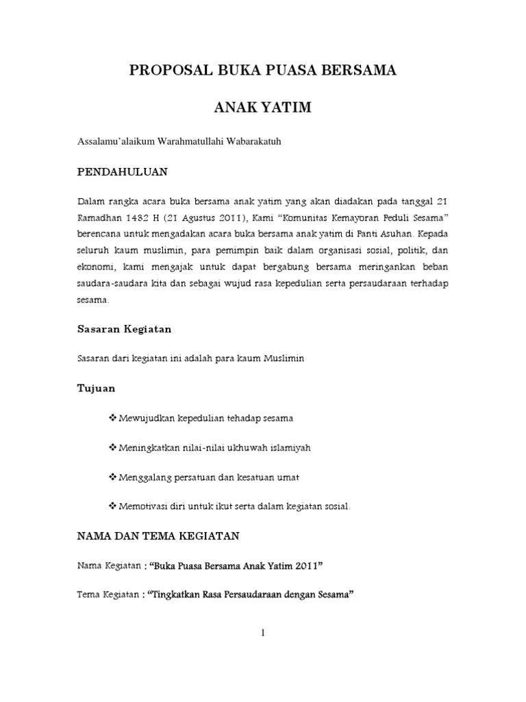 Contoh Proposal Kegiatan Buka Bersama – Coretan