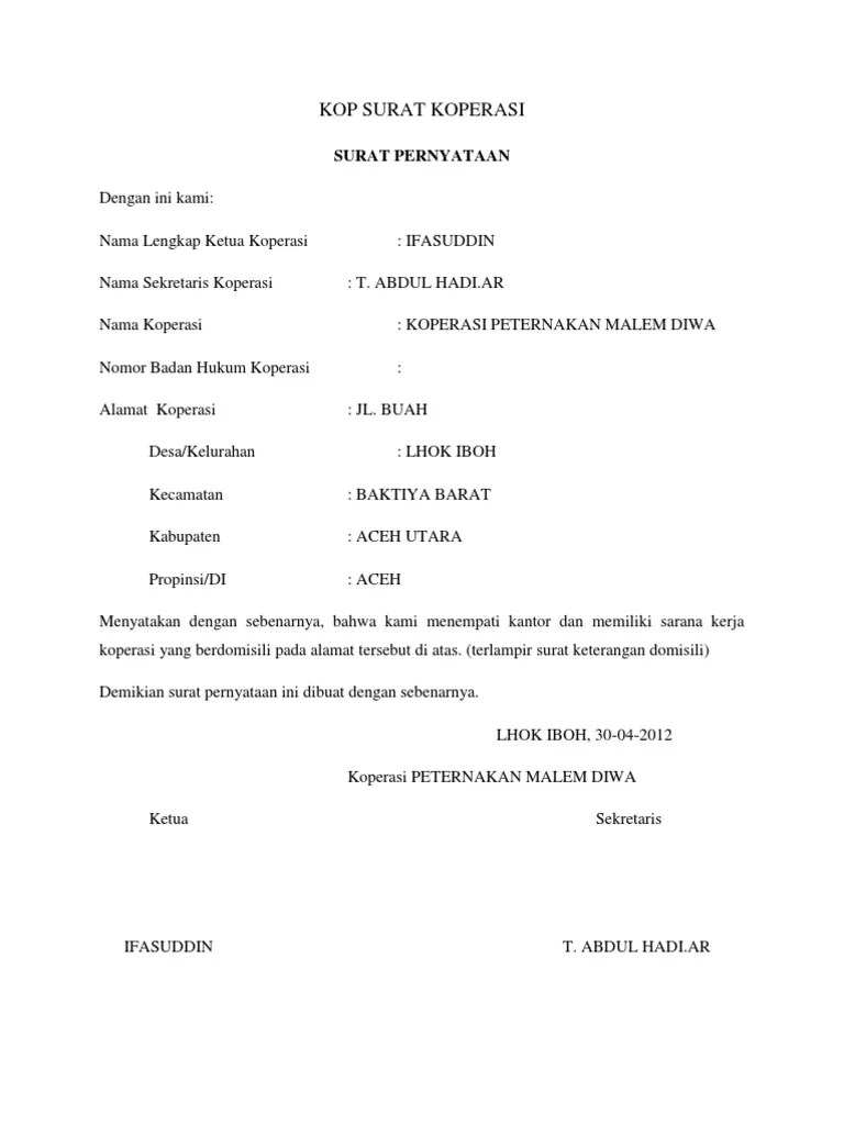 Kop Surat Koperasi