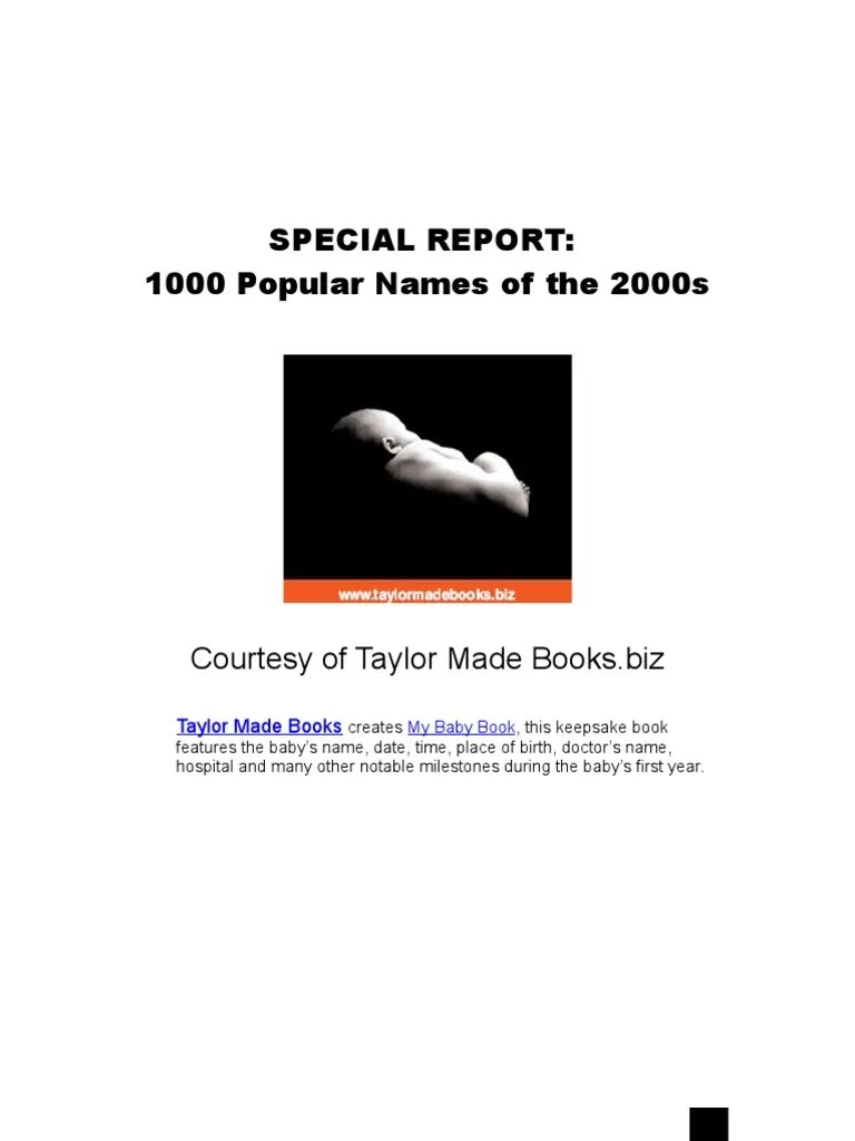 1000 popular BABY names of the 2000s
