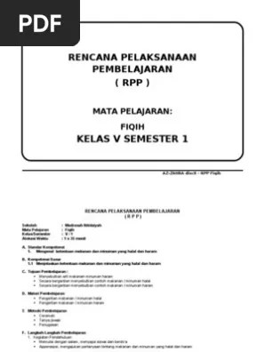 RPP Fiqih Kelas 5 | PDF