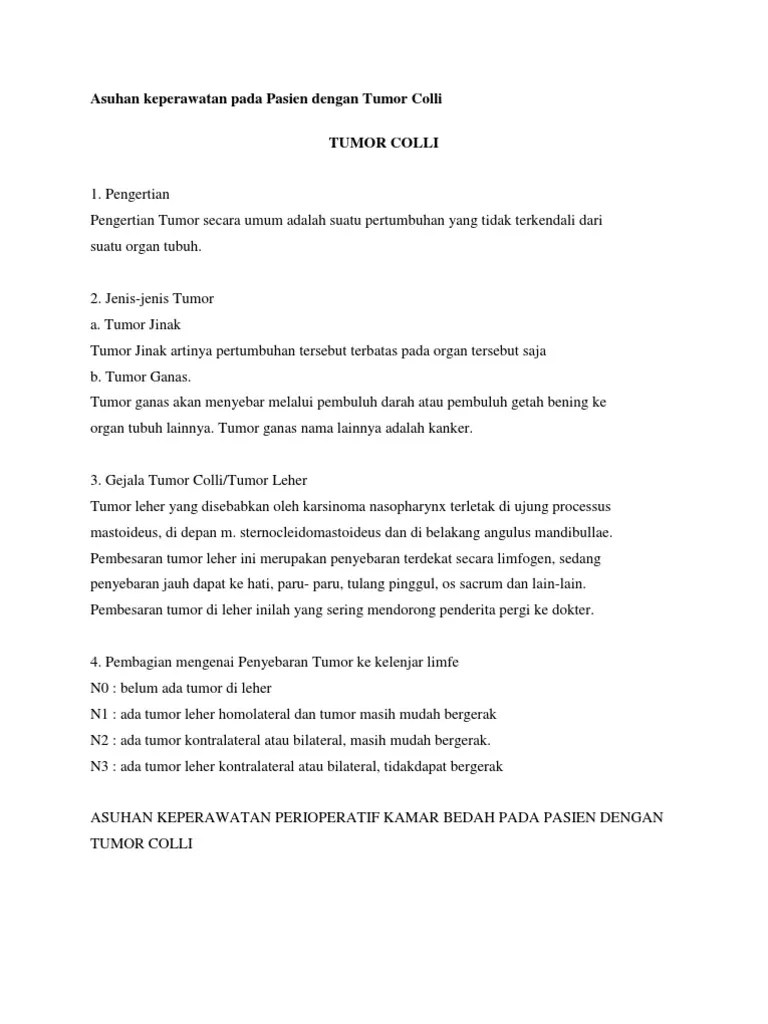 Asuhan Keperawatan Pada Pasien Dengan Tumor Colli | PDF