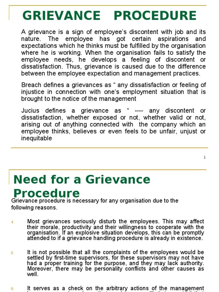 Grievance Procedure Employment Trade Union